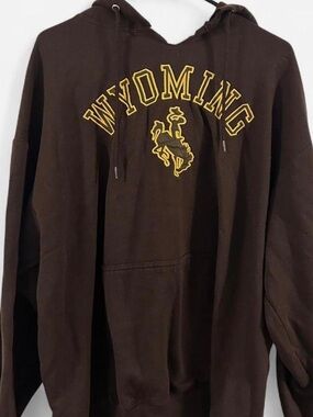 Wyoming Brown Hoodie Sweatshirt with Yellow Logo